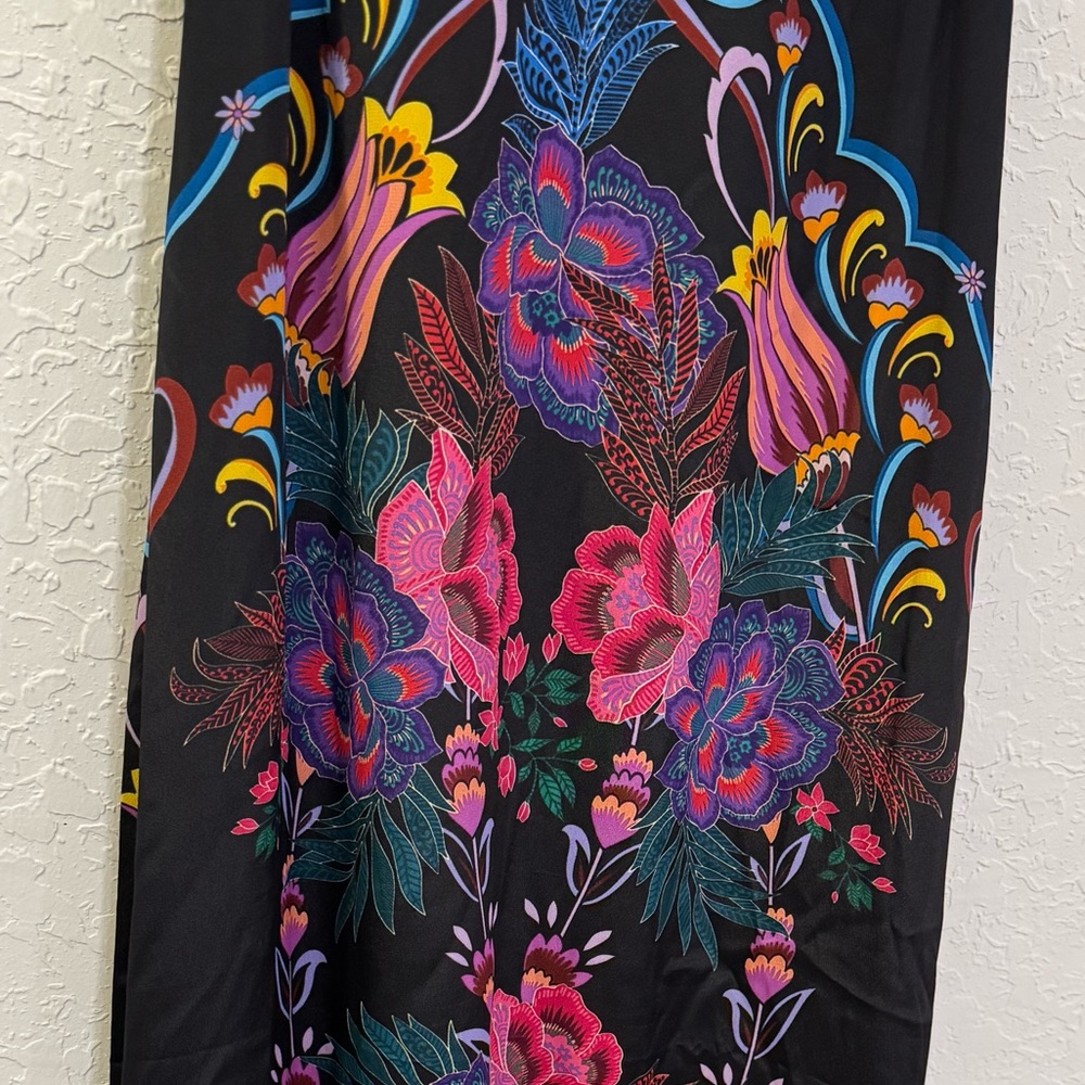 JADE BY JOHNNY WAS TATIANNA BLACK  KALEIDOSCOPE SILK MAXI DRESS SIZE S - Picture 8 of 11